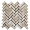 Seashell Honed Herringbone Limestone Mosaic 12 1/8×13 3/8 Image