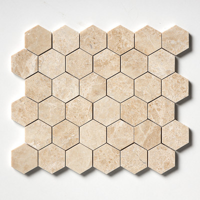 Cappuccino Mosaico de mármol hexagonal pulido 10 3/8x12