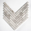 Silver Shadow Honed Large Herringbone Marble Mosaic 12 7/8×8 9/16 Image
