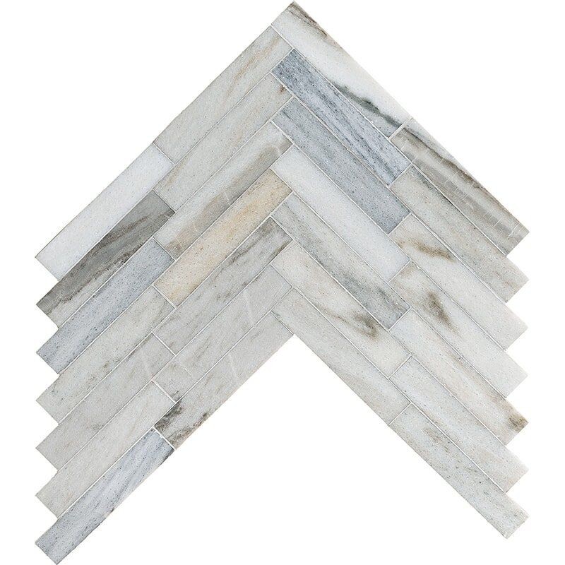 Skyline Mosaico de mármol esmerilado en espiga grande 12 7/8x8 9/16