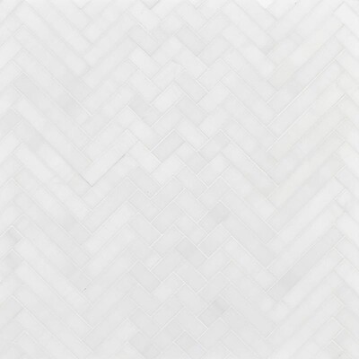 Snow White Mosaico de mármol en espiga mixto pulido 16 5/6x12 1/16