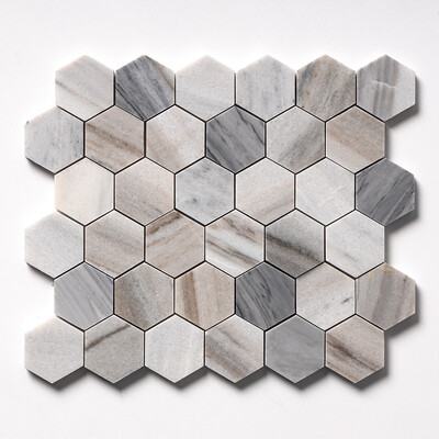 Skyline Honed Hexagon 2 Marble Mosaic 10 3/8x12