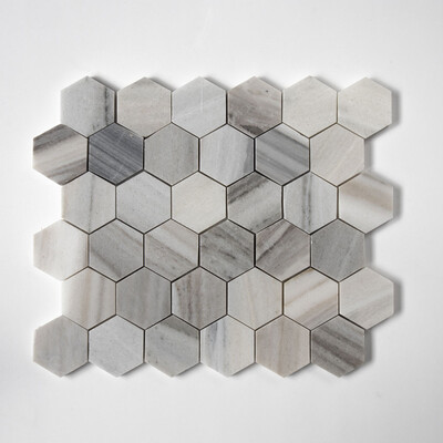 Skyline Honed Hexagon 2 Marble Mosaic 10 3/8×12 Image