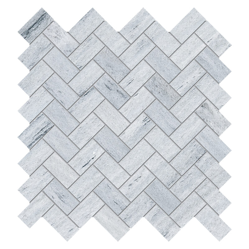 Neptune White Honed Herringbone Marble Mosaic 12 1/8×13 3/8 Image
