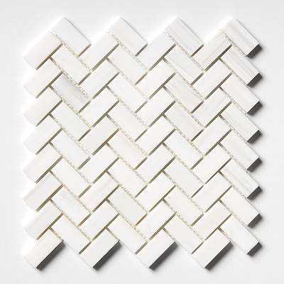 Bianco Dolomiti Mosaico de mármol Classic Herringbone Pulido 1x2 11x11
