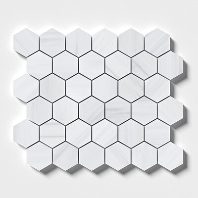 Bianco Dolomiti Mosaico de mármol hexagonal pulido clásico 10 3/8x12
