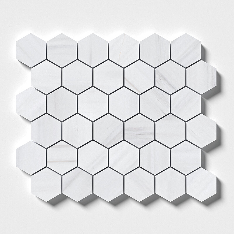 Bianco Dolomiti Mosaico de mármol hexagonal pulido clásico 10 3/8x12