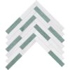 Verde Capri, Snow White Honed Large Herringbone Marble Mosaic 12 7/8×8 9/16 Image