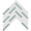 Glacier, Verde Capri Leather Large Herringbone Marble Mosaics 12 7/8×9 11/32