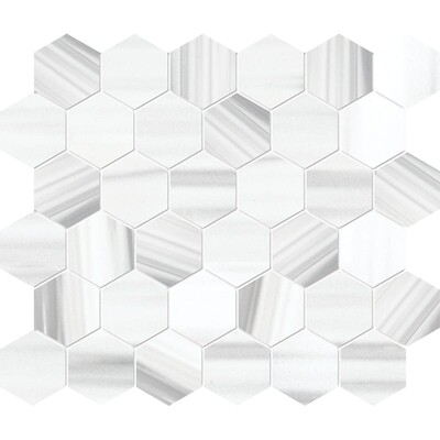 Frost White Honlanmış Altıgen Mermer Mozaik 10 3/8x12