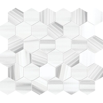 Frost White Honed Hexagon Marble Mosaics 10 3/8×12