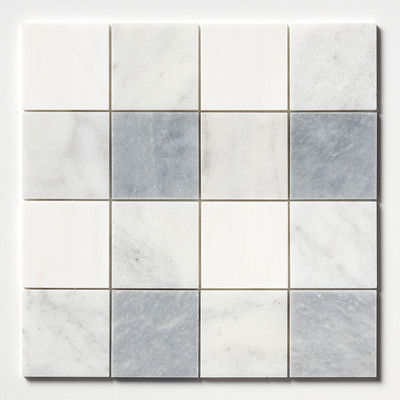 Allure Light, Snow White, Glacier Mosaico de mármol apomazado 4x4 16x16