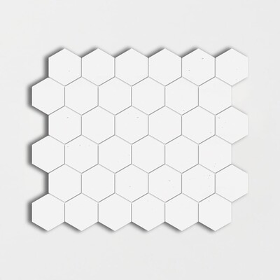Thassos, Thassos Mosaico de mármol hexagonal apomazado blanco 10 3/8x12