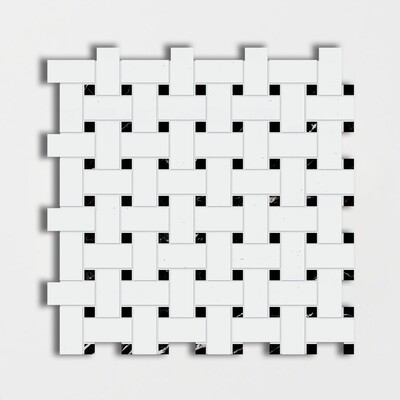 Thassos, Thassos Mosaico de mármol blanco apomazado en forma de cesta 12x12