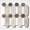 Silver Clouds, Snow White, Arctic Gray Multi Finish Pillar Marble Mosaic 13×13 Image