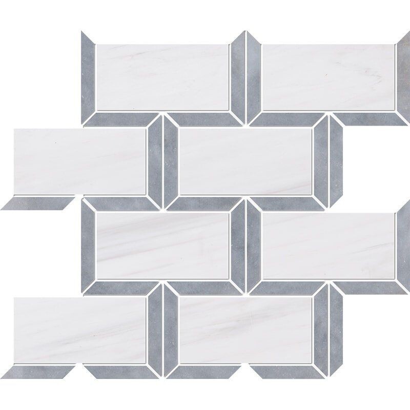 Snow White, Allure Multi Finish Cascade Marble Mosaic 9 5/8×11 13/16 Image