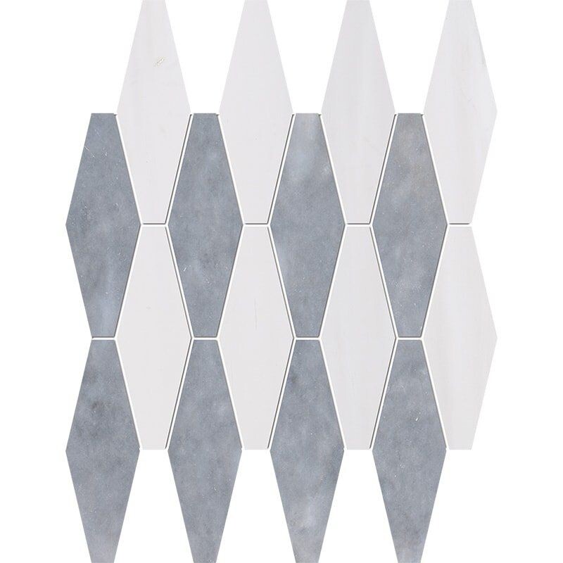 Snow WhiteMosaico de mármol Allure Multi Finish Rhomboid Blend 11x14 15/16