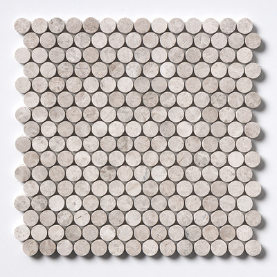 Silver Shadow Mosaico de mármol Penny redondo apomazado 11 1/4x11 3/4