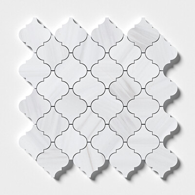 Bianco Dolomiti Mosaico de mármol arabesco pulido clásico 12x12