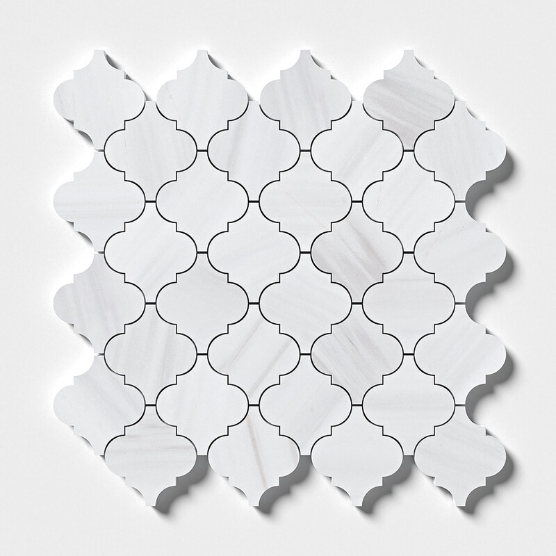 Bianco Dolomiti Classic Polished Arabesque Marble Mosaics 12×12