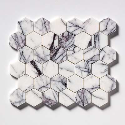 Lilac Honlanmış Altıgen Mermer Mozaik 10 3/8x12