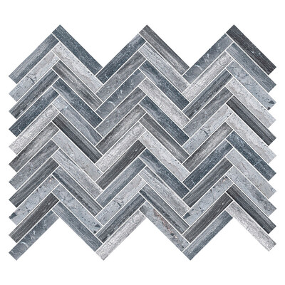 Haisa Black Honed Herringbone 5/8×3 Marble Mosaics 10 7/16×12 13/16