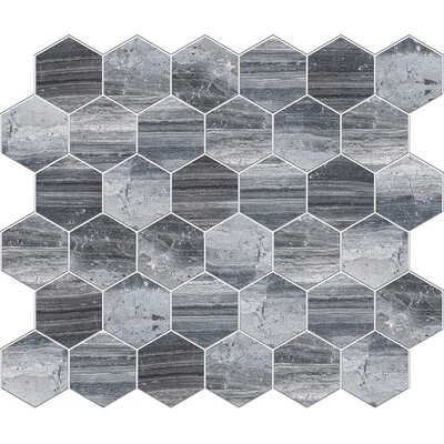 Haisa Black Honed Hexagon Marble Mosaics 10 3/8×12