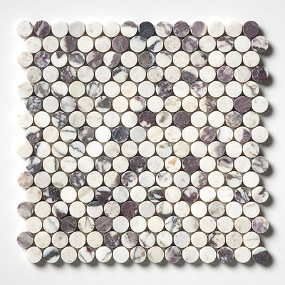 Calacatta Viola Mosaico de mármol Penny redondo apomazado 11 1/4x11 3/4