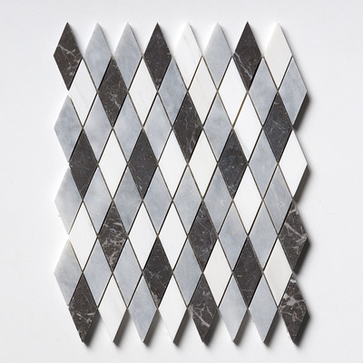 Allure L, Iris Black, Bianco Dolomiti Cl Mosaico de mármol Hazem apomazado 12x12
