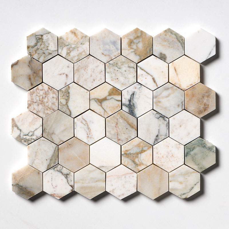 Calacatta Green Mosaico de mármol Honed Hexagon 2 10 3/8x12