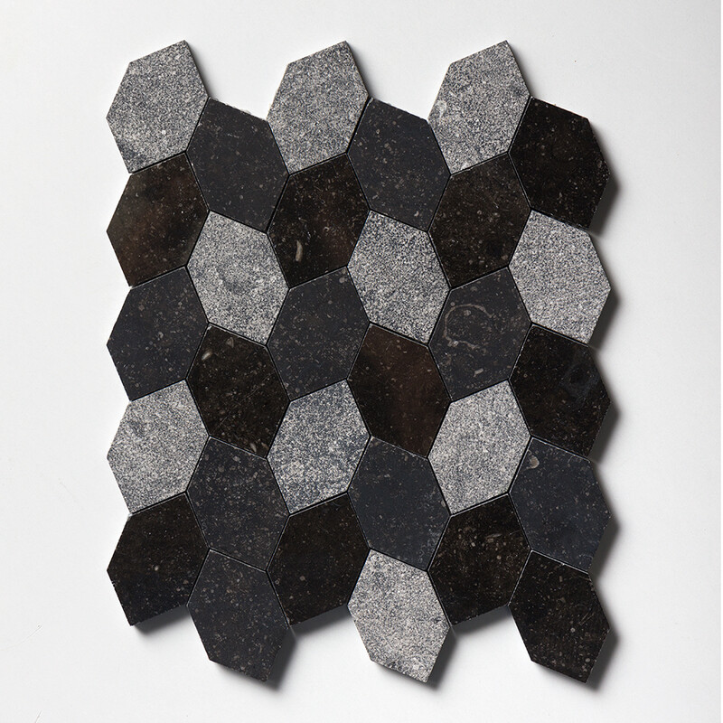 Belgium Blue Textura Autumn Leaf Limestone Mosaics 11 13/16×13 9/16