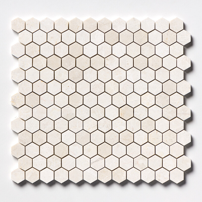 Vanilla Mosaico de mármol hexagonal pulido 11 5/8x12 3/8