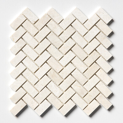 Vanilla Mosaico de mármol apomazado Herringbone 1x2 11x11