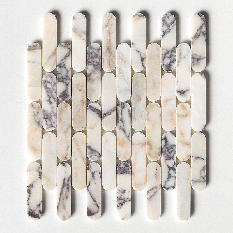 Calacatta Picasso Honed Pill Marble Mosaics 12×12