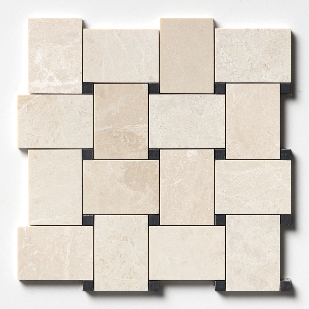 マーブル様 Black, Delano Honed Pinwheel Marble Mosaics 10 7/16×10 7/16