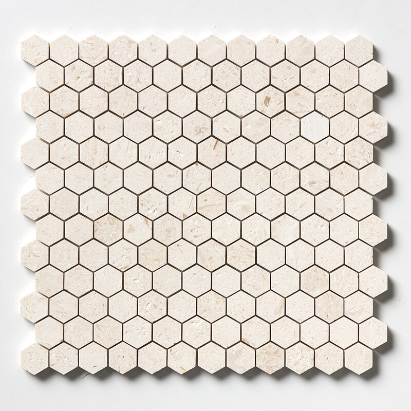 Desert Path Brushed Hexagon 1×1 Limestone Mosaics 11 1/2×12 1/4