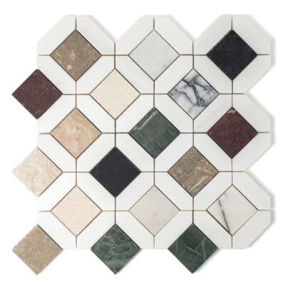 Multicolor Honed Louna Marble Mosaics 12 5/8×12 5/8