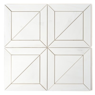 Snow White Honed York Marble Mosaics 11 15/16×11 15/16