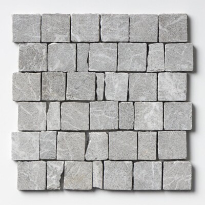 Iris Black Leather Hand Clipped 2×2 Marble Mosaics 12×12