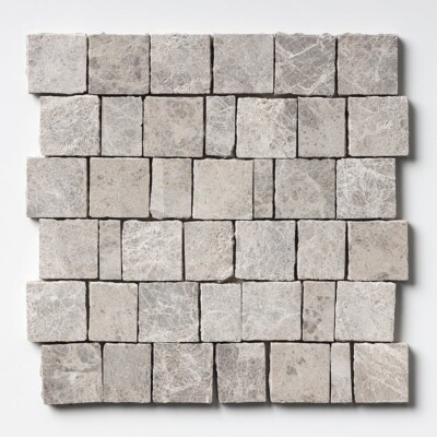 Maroon Di Notte Leather Hand Clipped 2×2 Marble Mosaics 12×12