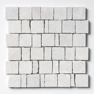 Silver Shadow Leather Hand Clipped 2×2 Marble Mosaics 12×12