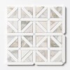 Calacatta Green, Snow White Honed Classic Lattice Marble Mosaics 14 3/4×14 3/4