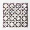 Calacatta Picasso, Iris Black, Aegean Red Honed Kent Marble Mosaics 13 9/16×13 9/16