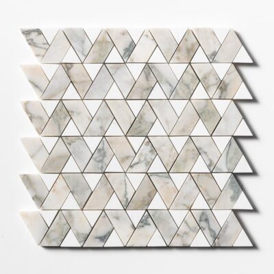 Calacatta Green, Snow White Honed Monte Marble Mosaics 12 3/8×12 3/8
