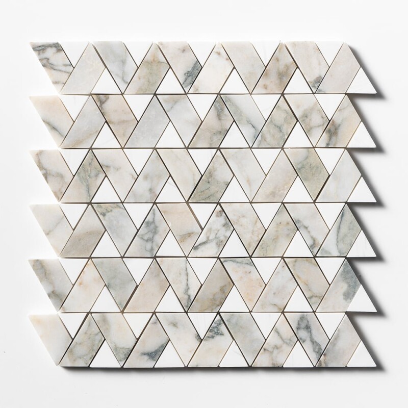 Calacatta Green, Snow White Honed Monte Marble Mosaics 12 3/8×12 3/8