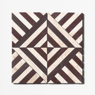 Diana Royal, Aegean Red Honed Ponte Marble Mosaics 14 5/16×14 5/16
