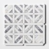 Lilac, Snow White Honed Ponte Basket Marble Mosaics 14 3/4×14 3/4