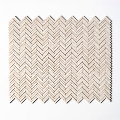 Crema Marfil T Honed Herringbone 5/8×3 Marble Mosaics 10 7/16×12 13/16