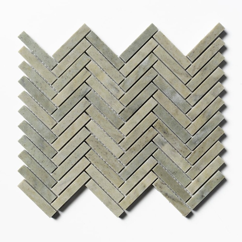 Verde Laguna Honed Herringbone 5/8×3 Marble Mosaics