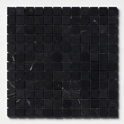 Mosaico de mármol negro apomazado 1x1 12x12